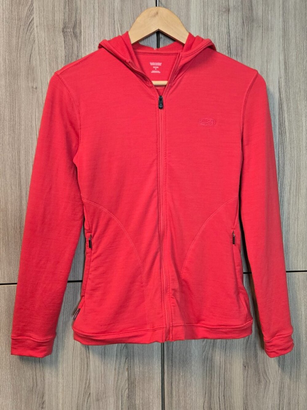 Icebreaker Merino Wool Full Zip Hoodie Womens Dark Orange Outdoor Performance S